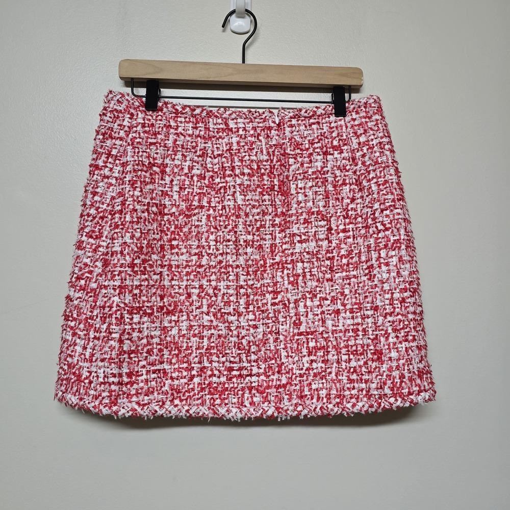 Sandro Paris Red Wrap Effect Metallic Tweed Meridan Mini Skirt Sz‎ 42 NWT $295 - Picture 5 of 12
